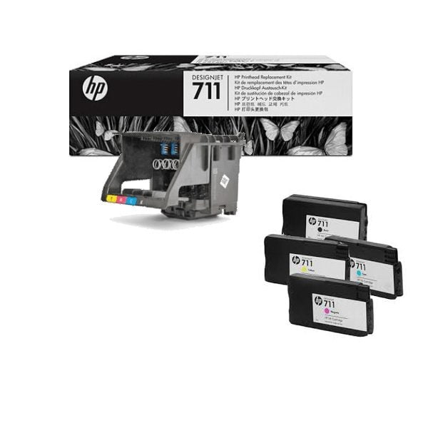 HP 711 Printhead Replacement Kit (C1Q10A) – Compatible with DesignJet T120 | With Cartridges